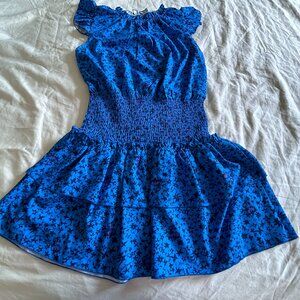 Shein Dress Size M Blue Navy Purple Flowers & Leaves Summer Travel Party Office